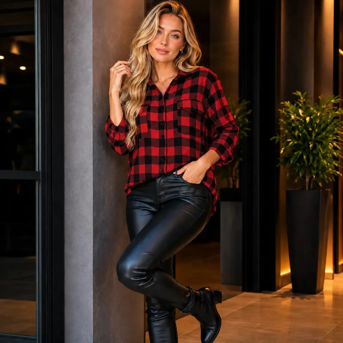 Camisa Xadrez Vermelha Feminina Flanelada