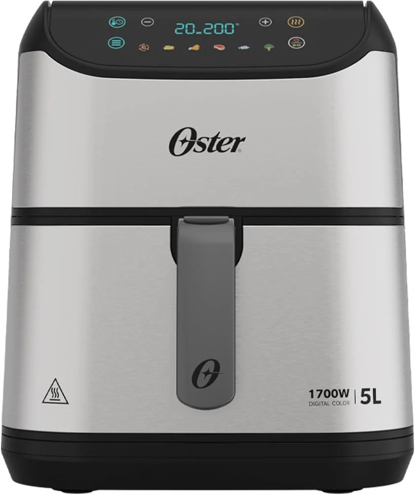 Fritadeira Air Fryer Digital Inox Oster 5L 1700W Com Painel Touch