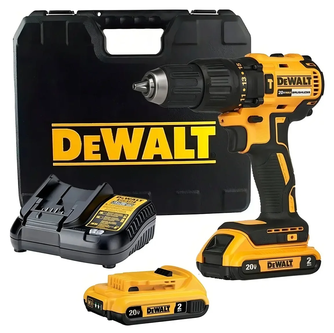 Parafusadeira de Impacto Dewalt 20V Torque 65Nm  13mm Com Maleta 2 Baterias Carregador Bivolt